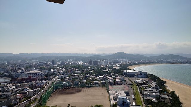 唐津城 天守閣からの眺め（唐津市街西側）01